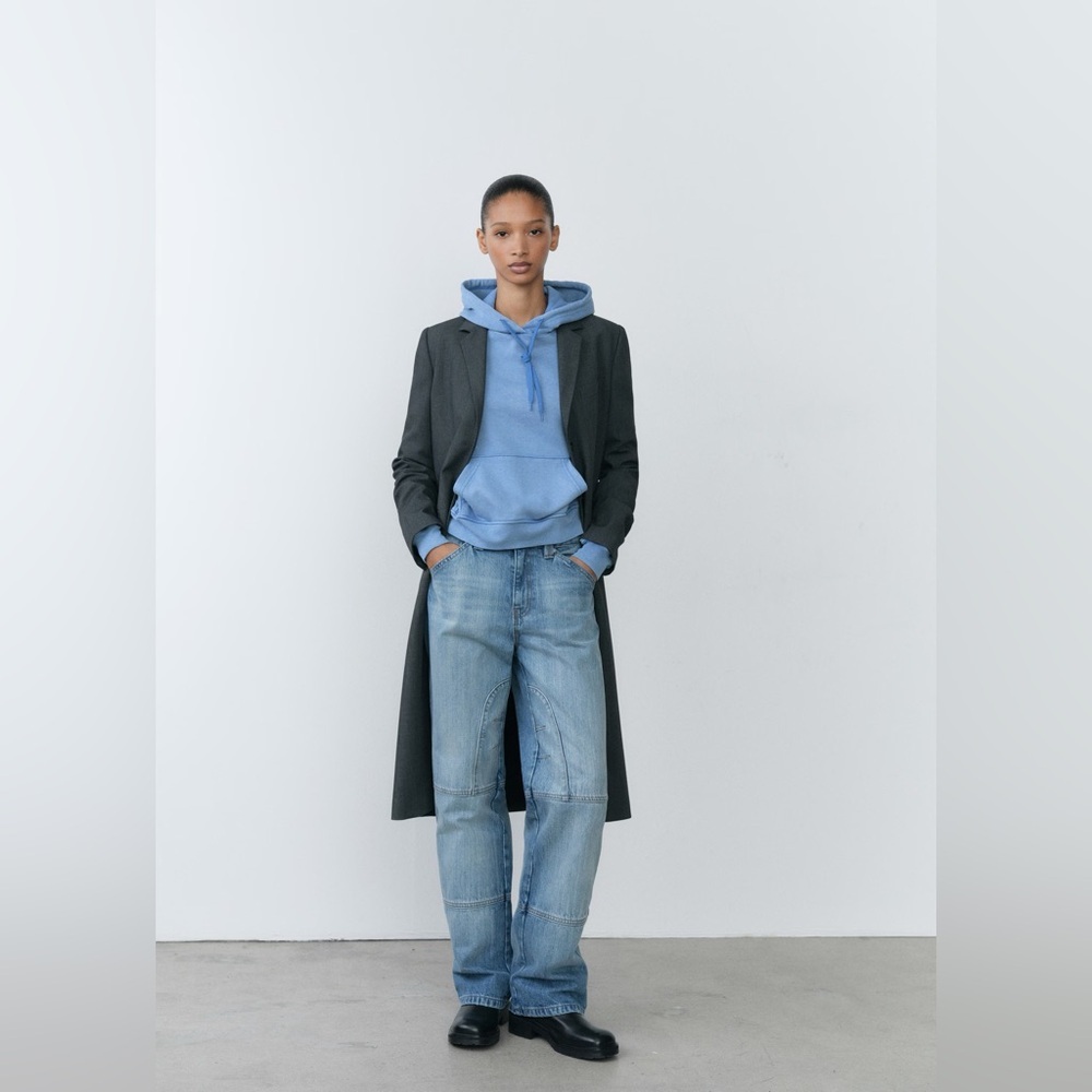 Mango Blue cotton Hoodie Sweatshirt NWT - Picture 3 of 4